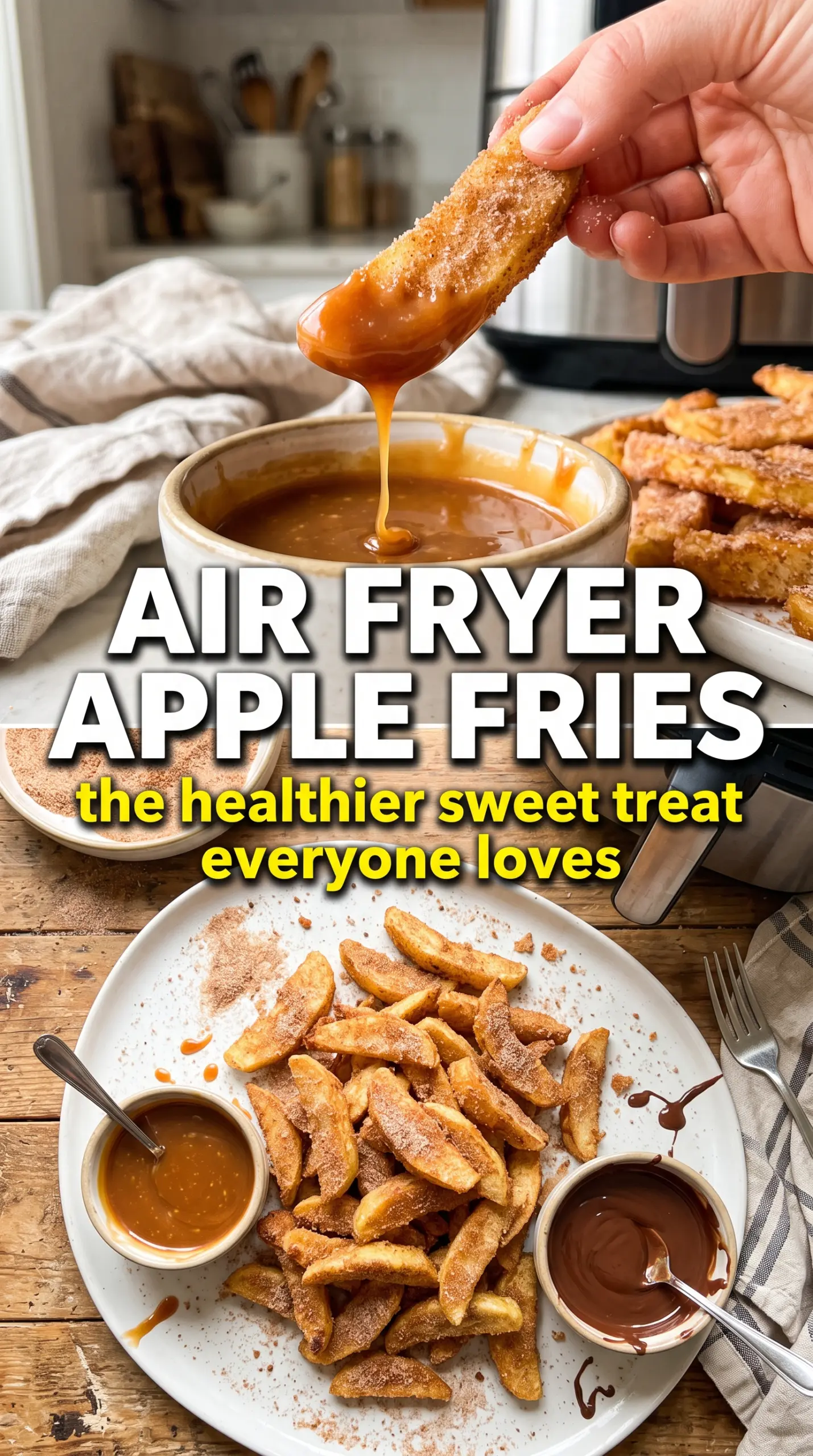 Air Fryer Apple Fries golden cinnamon-sugar