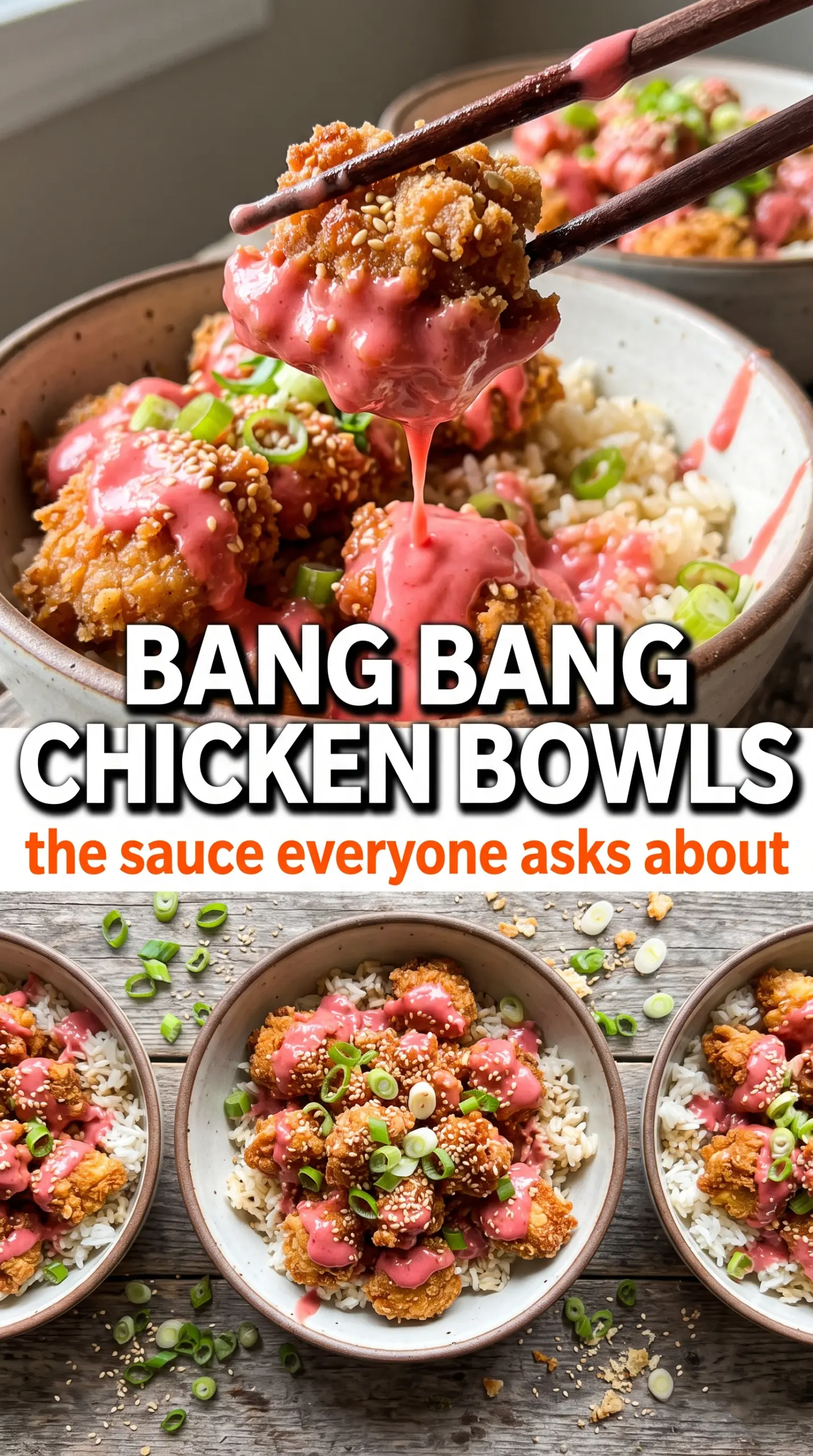 Bang Bang Chicken Bowl crispy saucy colorful