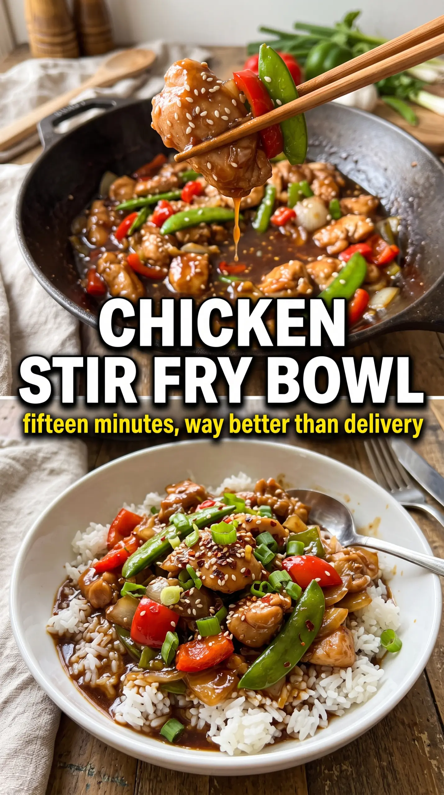 Chinese chicken stir fry glossy colorful