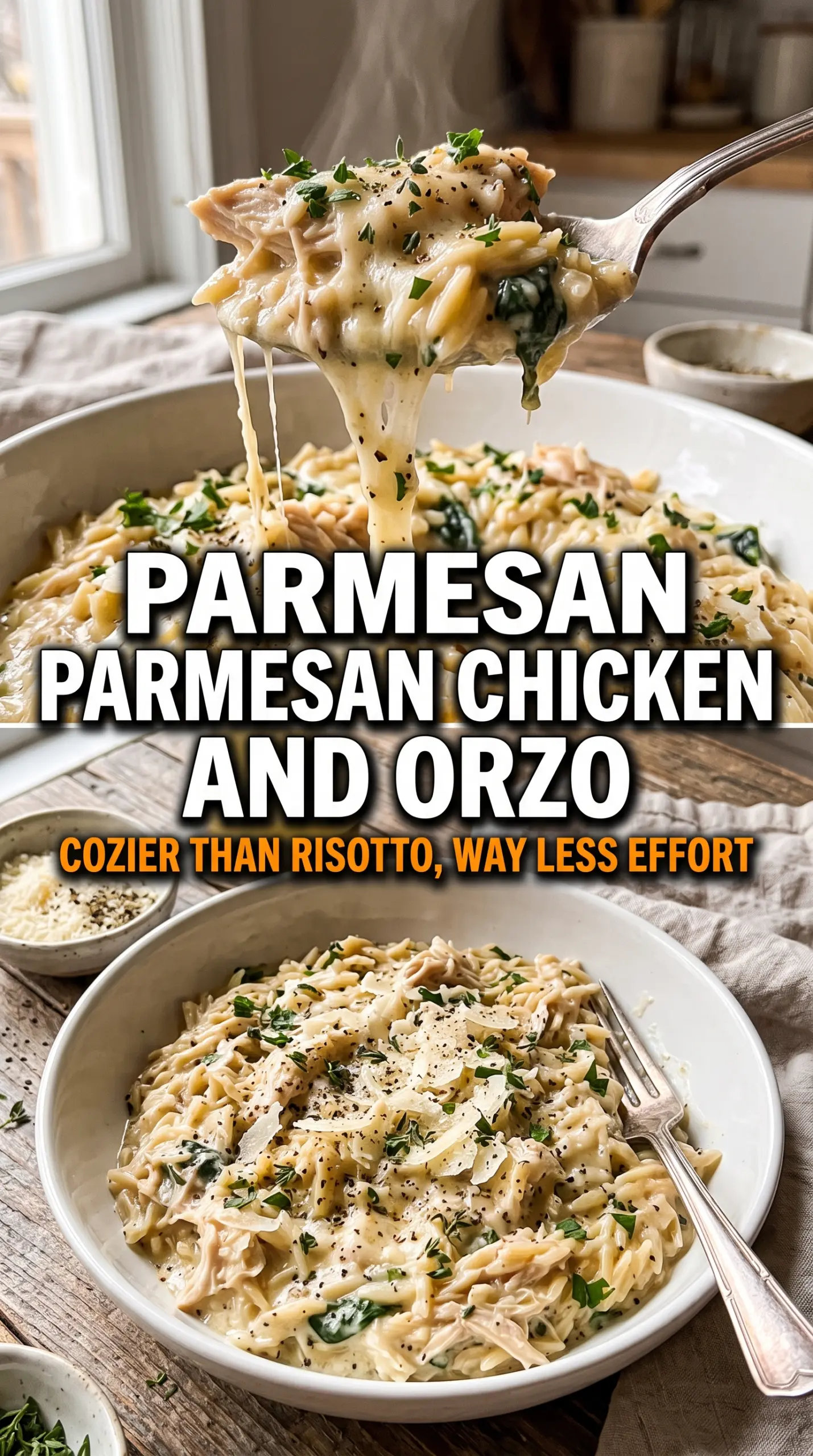 Creamy Parmesan Chicken and Orzo creamy, savory, one-pan