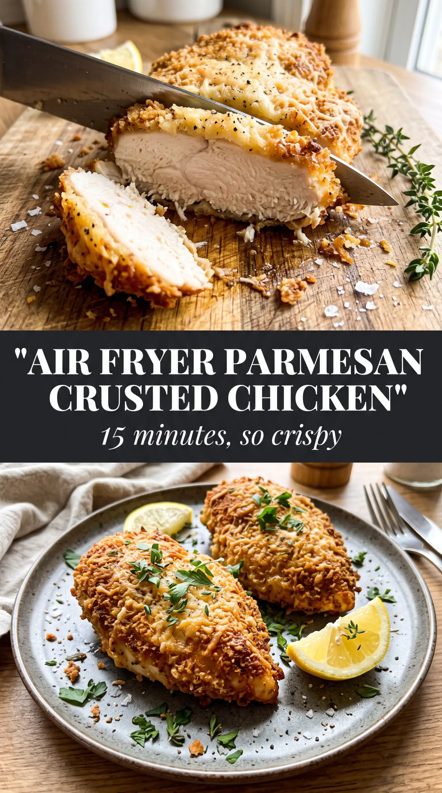 Crispy Air Fryer Parmesan Crusted Chicken golden crunchy juicy