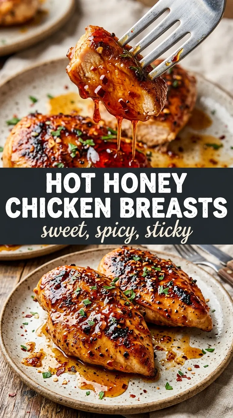Hot honey baked chicken breasts sticky glazed caramelized
