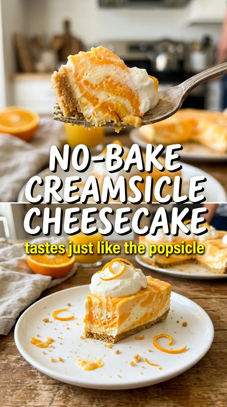 No-Bake Orange Creamsicle Cheesecake creamy orange Oreo crust