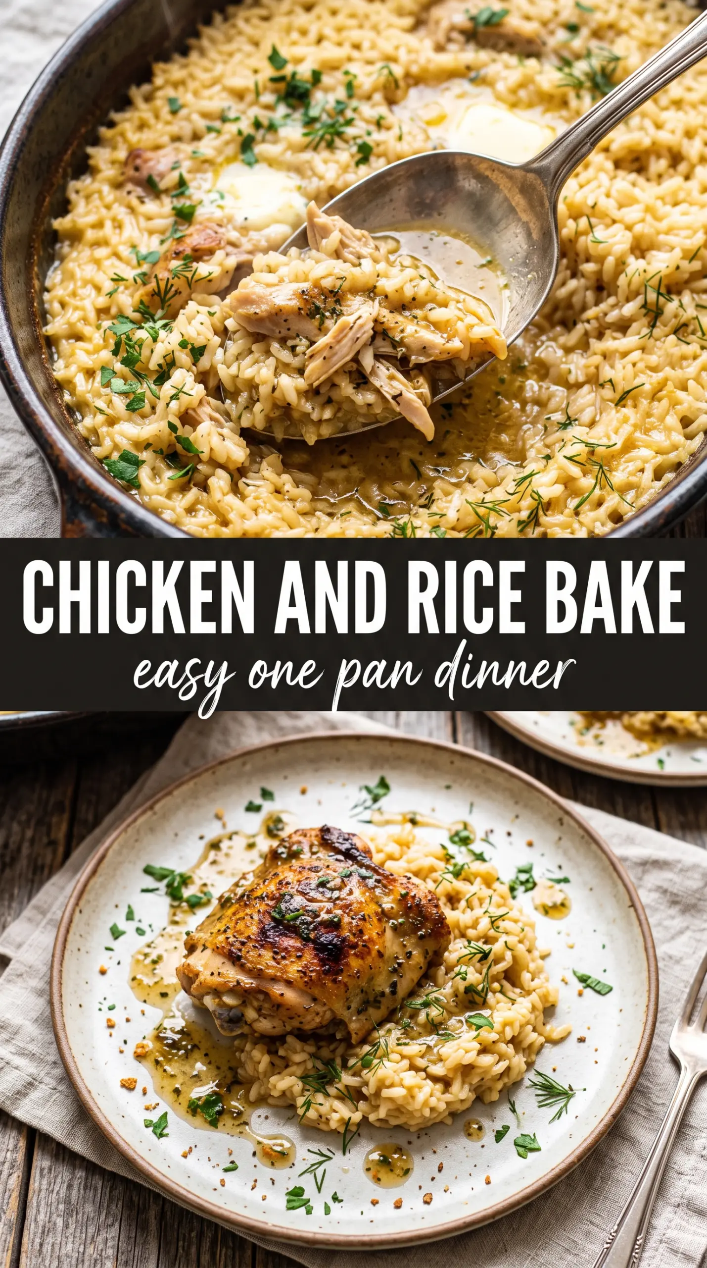 one-pan chicken and rice bake golden chicken herb-flecked rice