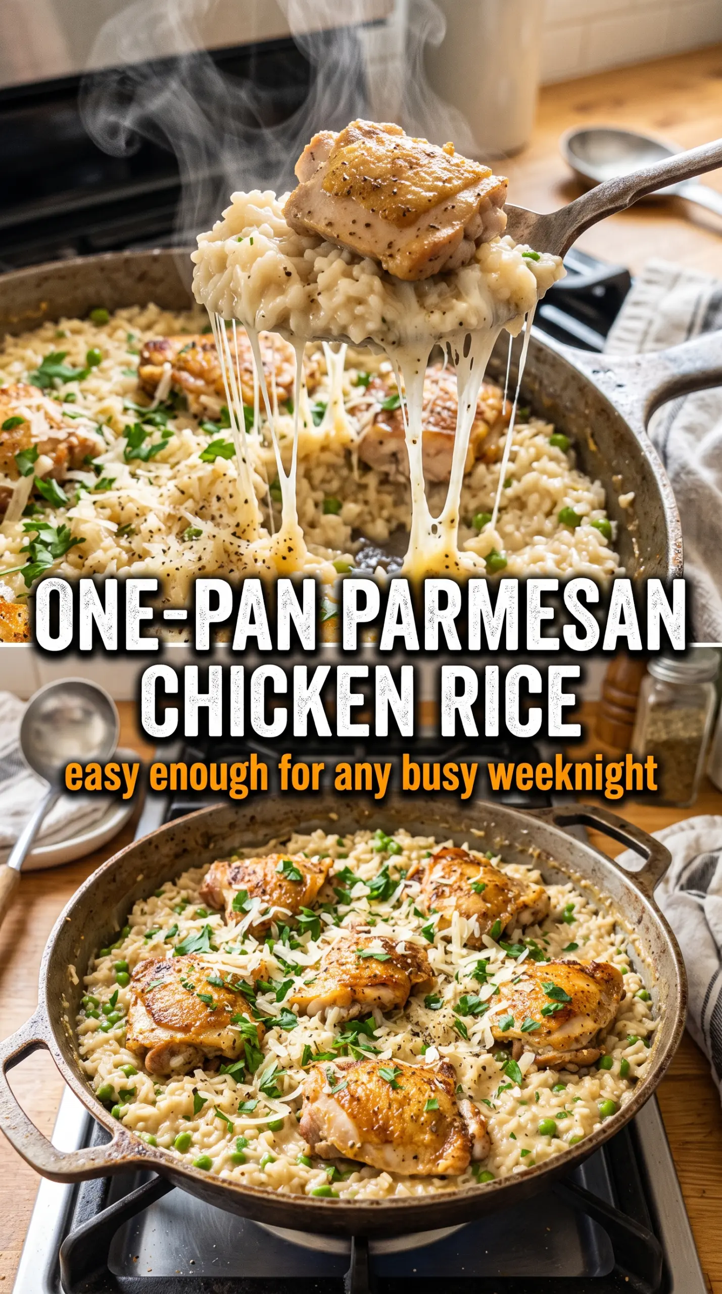 One-Pan Garlic Parmesan Chicken and Rice, crispy creamy savory