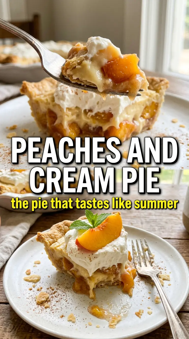 Peaches and Cream Pie golden custard creamy peach slices