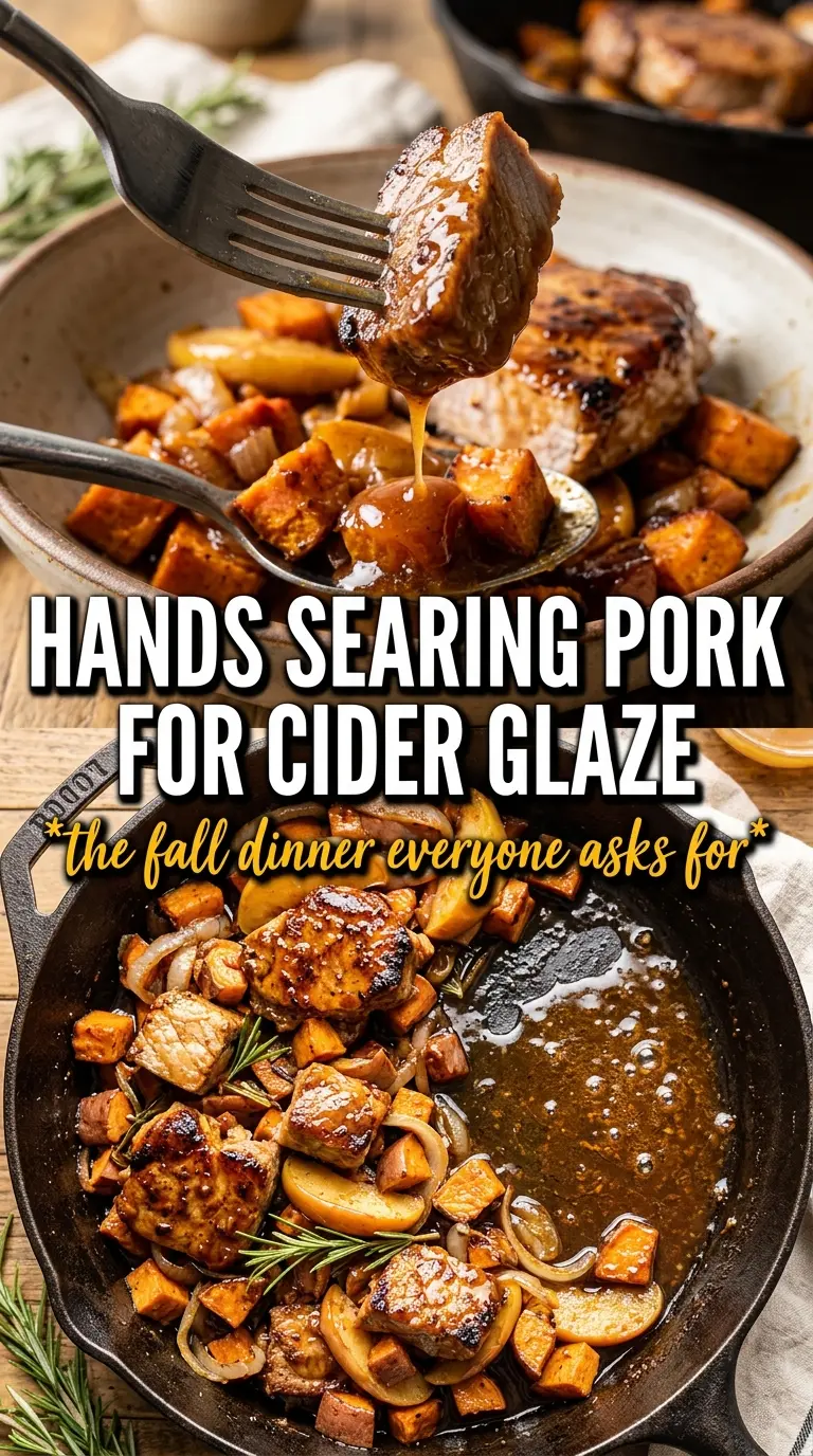 Apple Cider Pork With Mashed Sweet Potatoes juicy cider-glazed