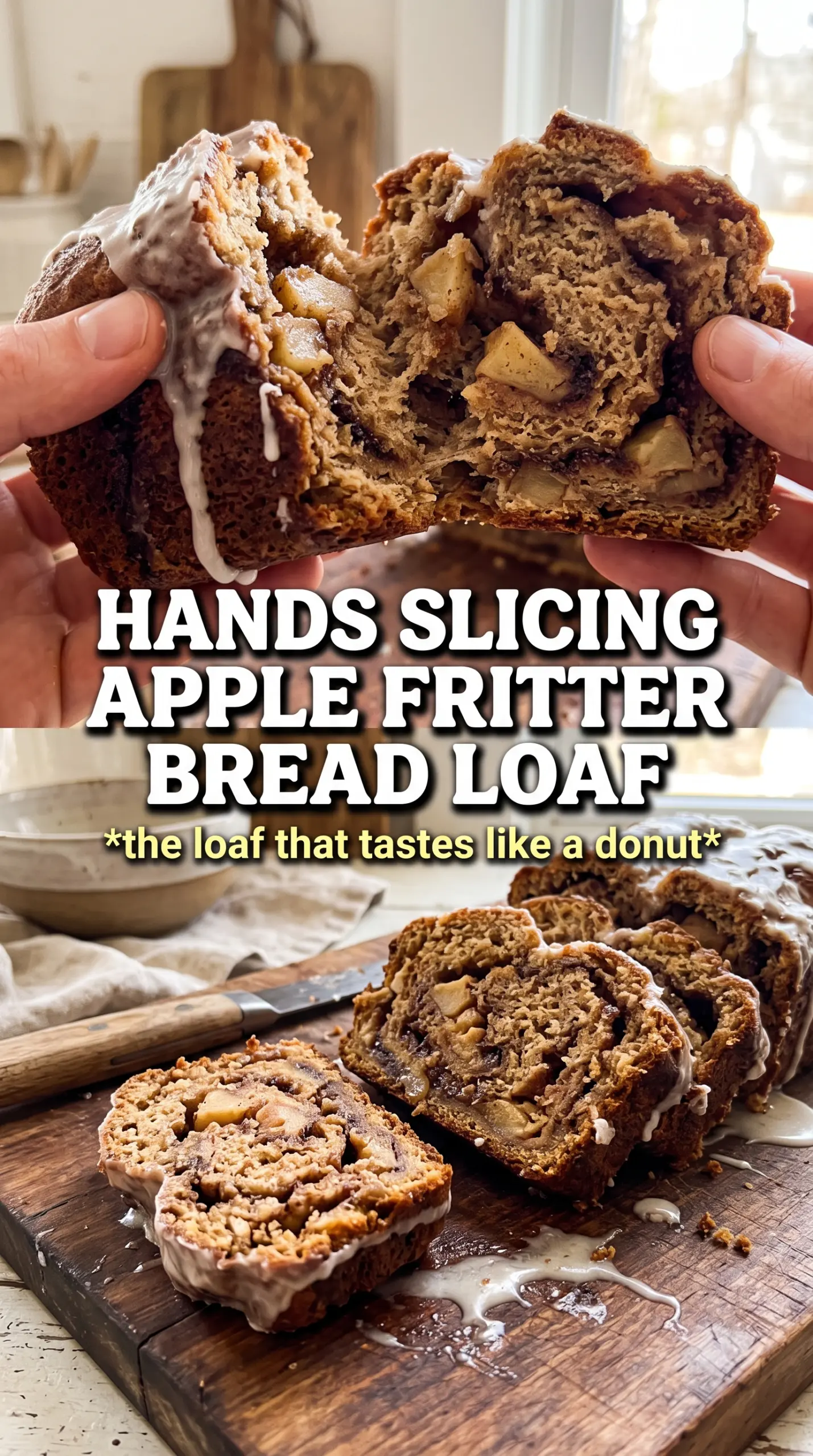 Apple fritter bread cinnamon apple glaze