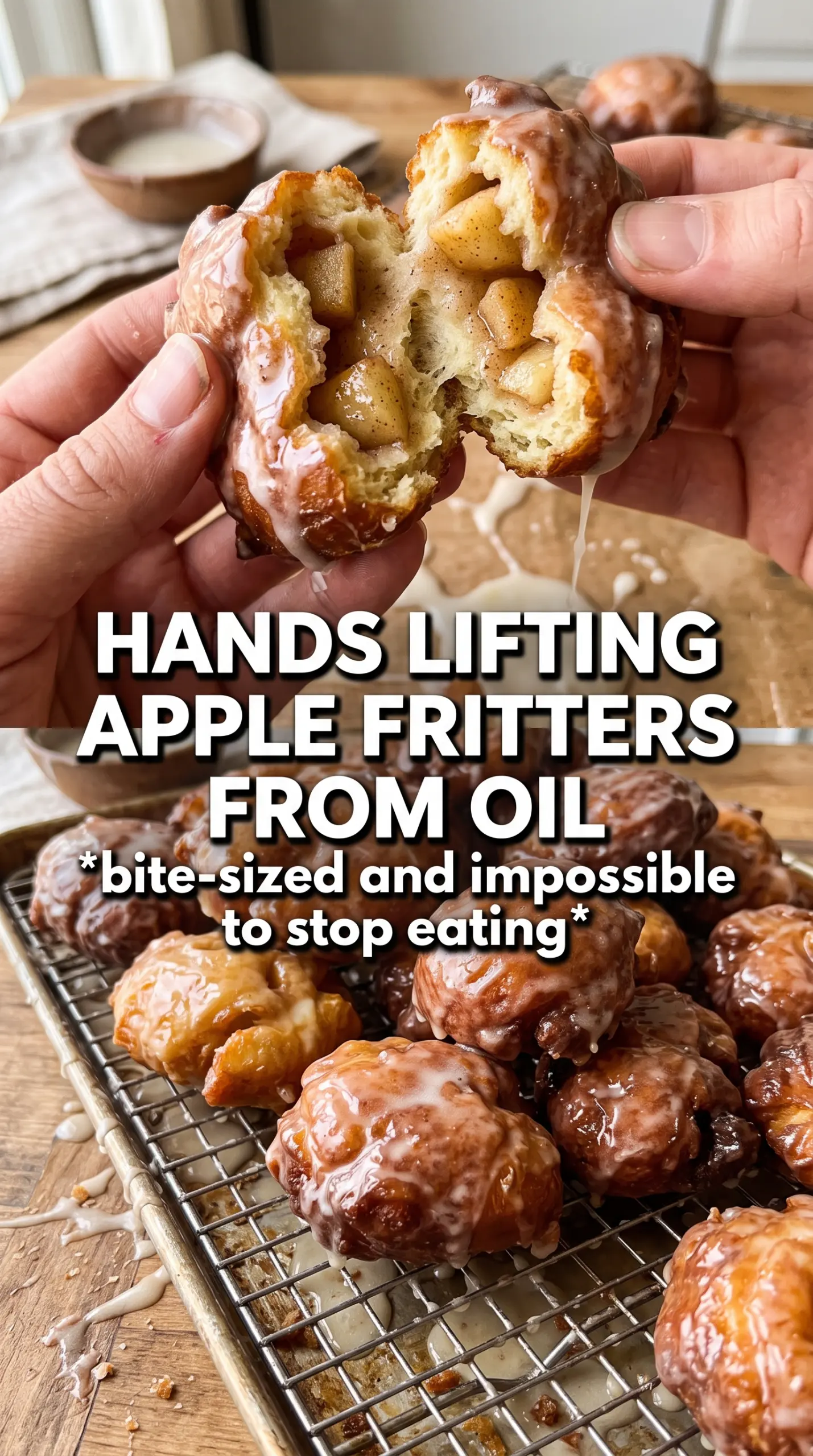 Apple Fritters golden glazed
