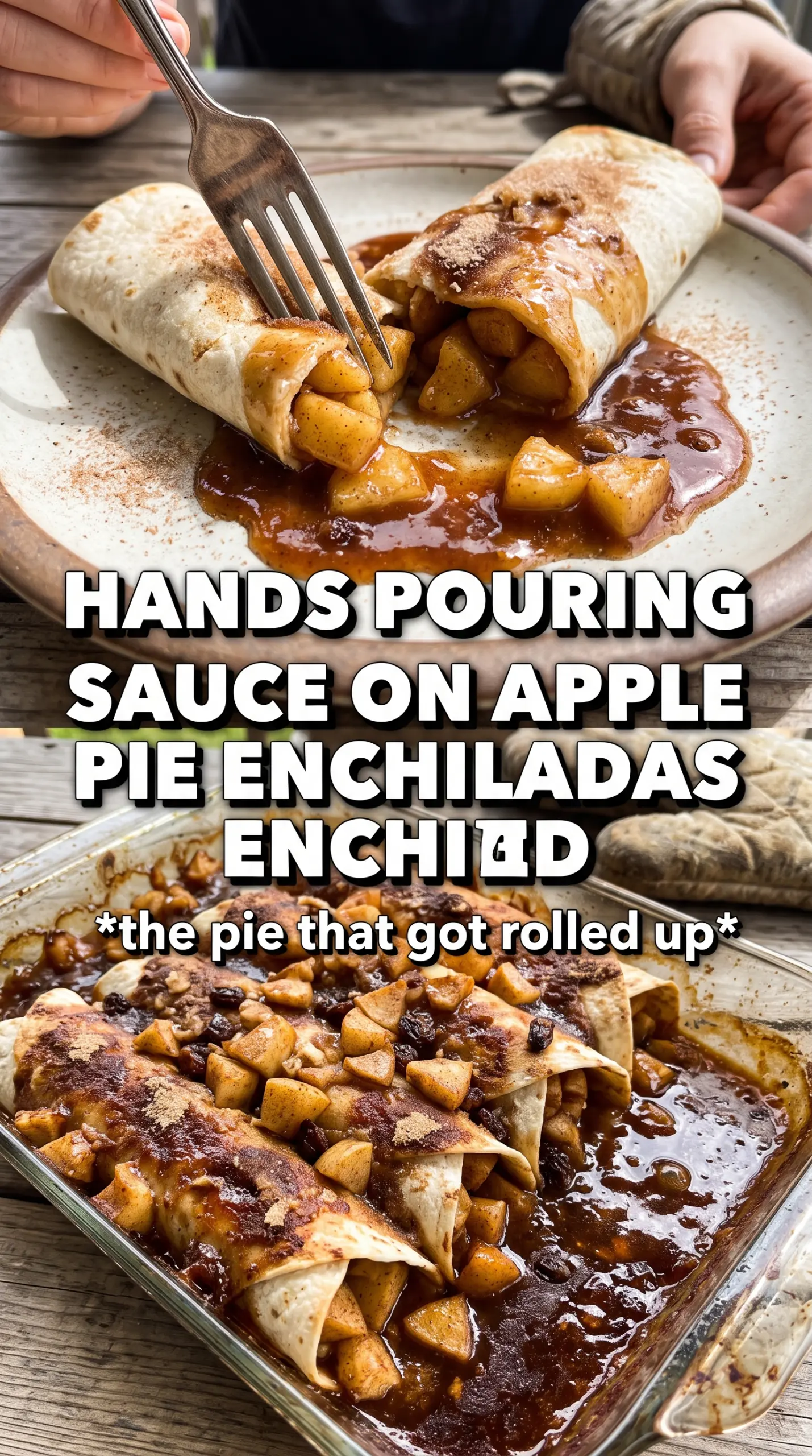 Apple Pie Enchiladas golden cinnamon sauce