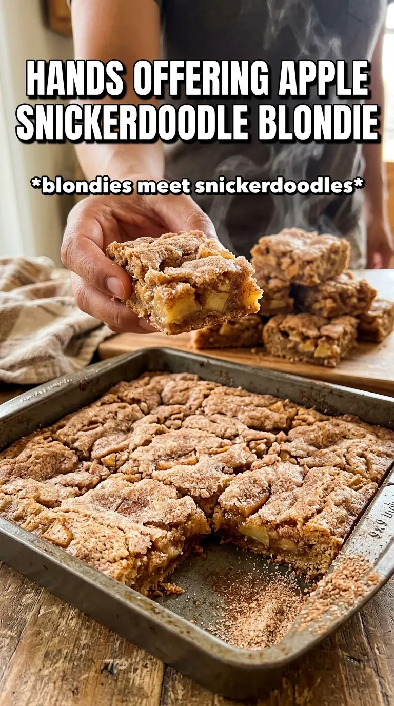 Apple Snickerdoodle Blondies chewy cinnamon-sugar caramel