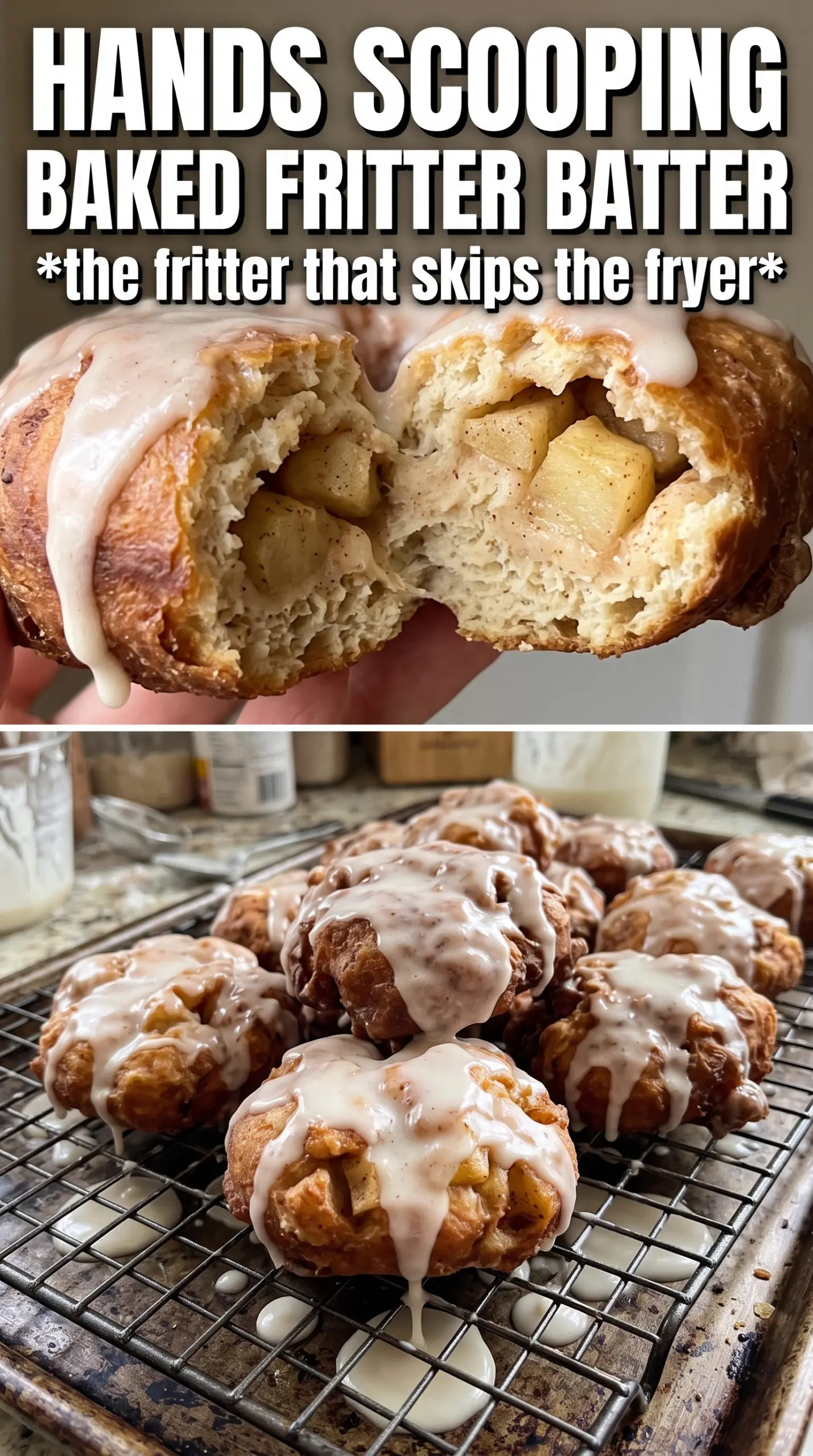 Baked Apple Fritters golden glazed