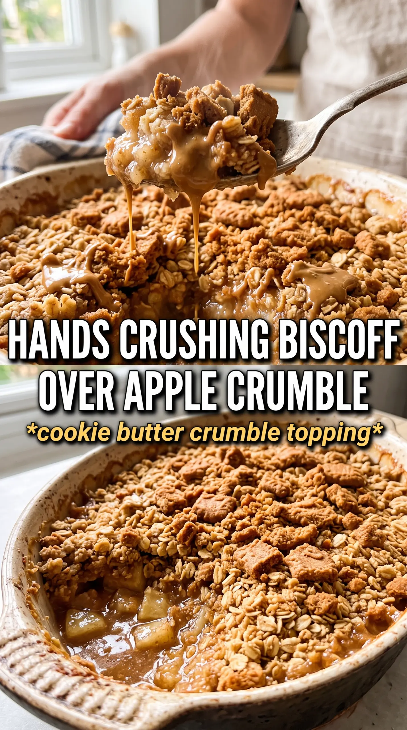 Biscoff apple crumble caramelized cookie topping