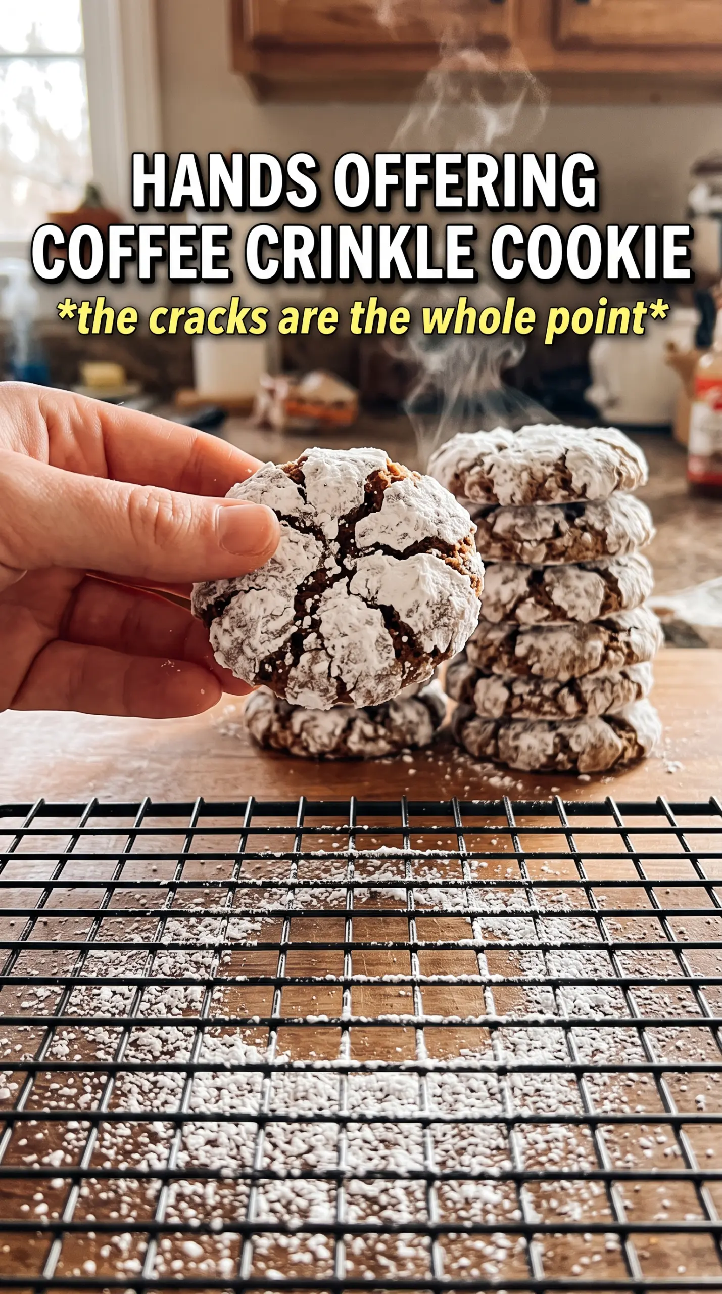 Cinnamon Coffee Crinkle Cookies crinkled powdered sugar espresso