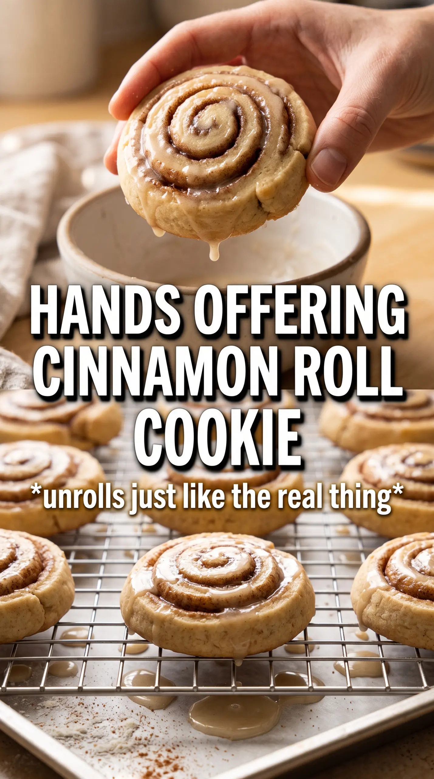 Cinnamon Roll Cookies swirled glaze cookies