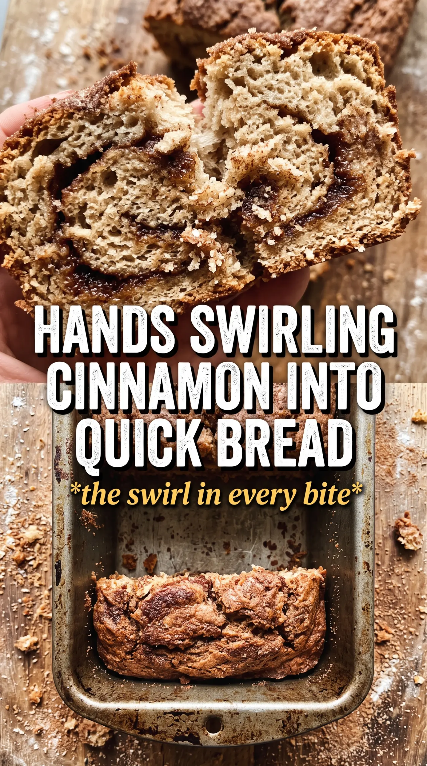 Cinnamon Swirl Quick Bread golden spiral glazed