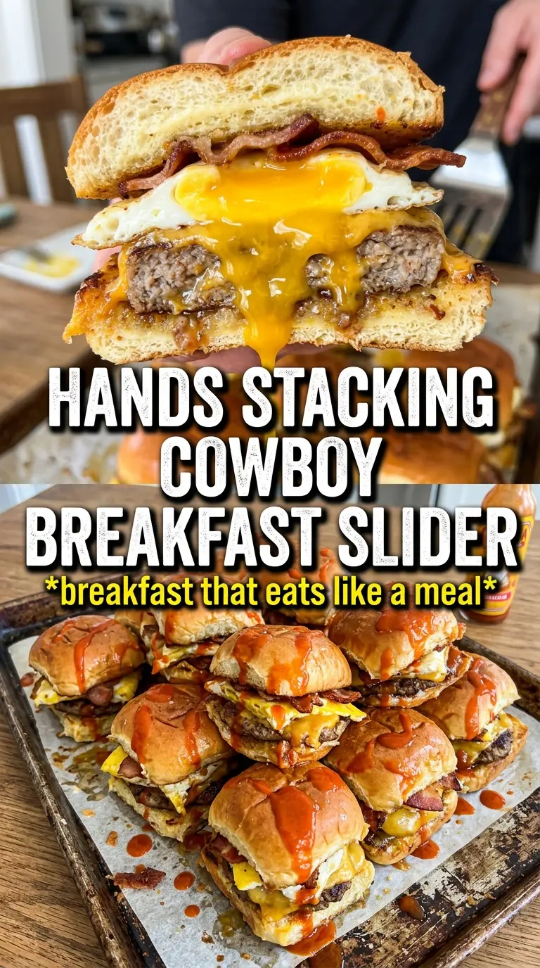Cowboy Breakfast Sliders cheesy buttery