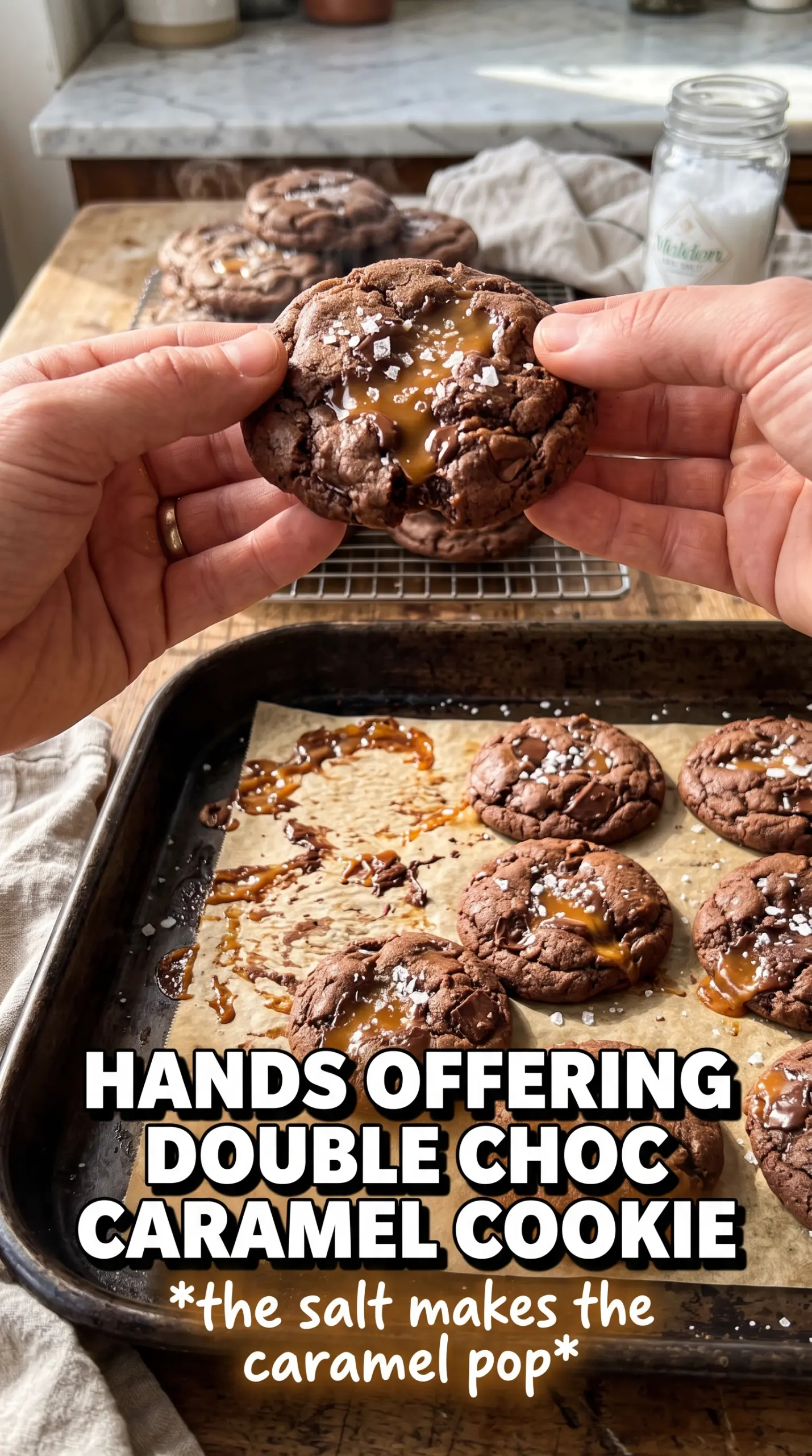 Double Chocolate Salted Caramel Cookies fudgy chocolate caramel
