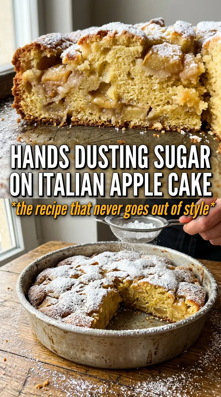 Italian Apple Cake moist crumb powdered sugar