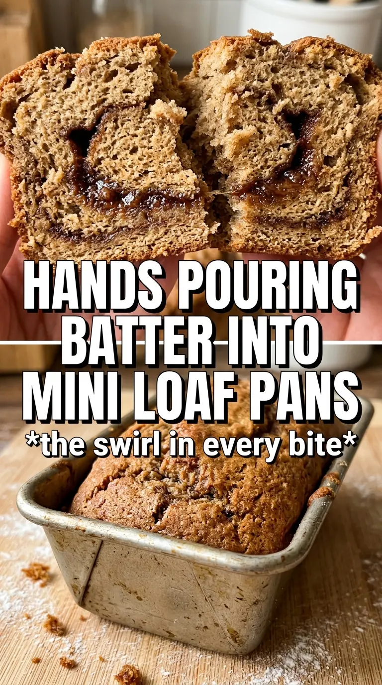 Mini pumpkin bread with cinnamon swirl, glazed, bakery-style