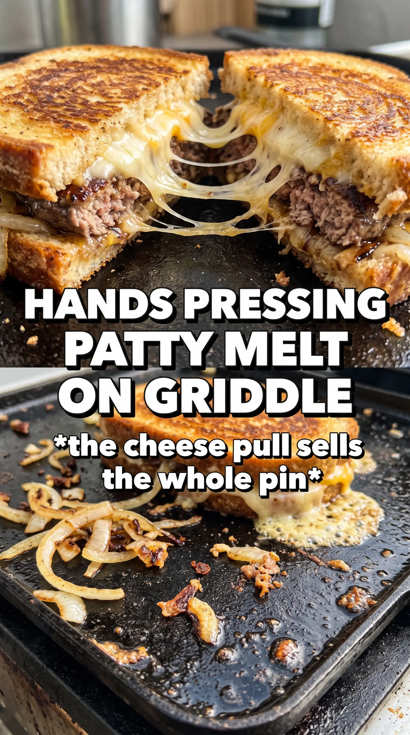 Patty Melt golden rye caramelized onions cheesy