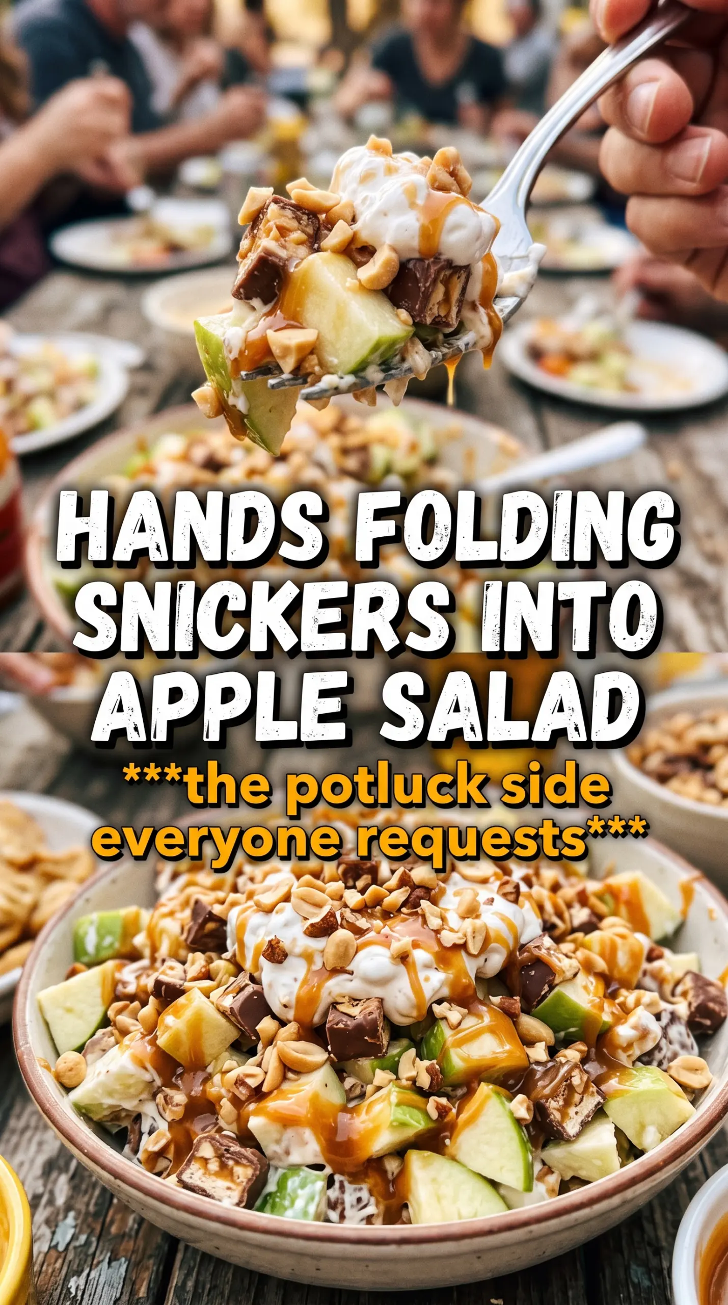 Snickers Apple Salad creamy crunchy caramel