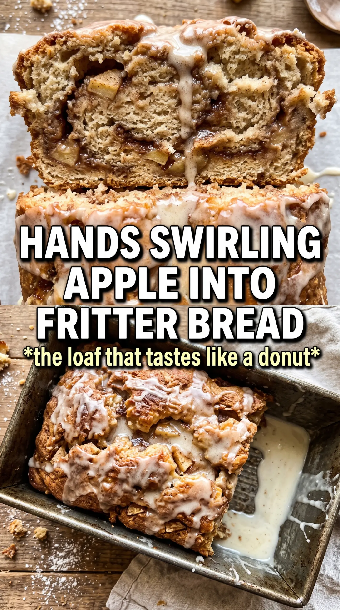 Spiced Apple Fritter Bread cinnamon-apple glazed