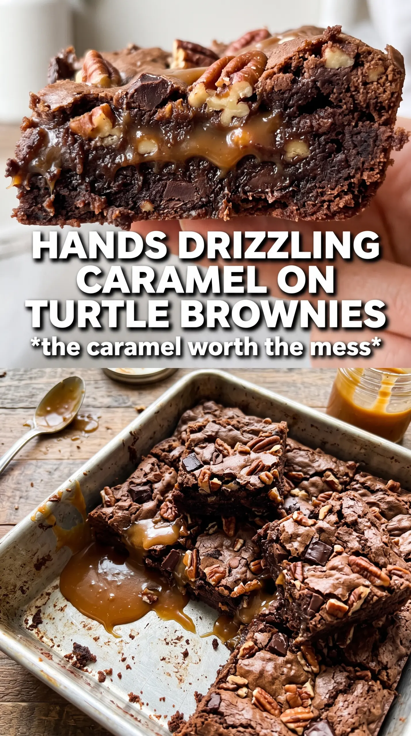 Turtle Brownies fudgy caramel pecans